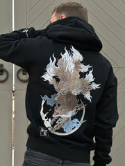 Heavy Embroidery Japanese Kitsune Fox Hoodie 400GSM