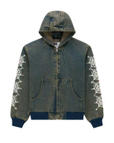 Sp5der Webstone Hooded Denim Work Jacket Indigo
