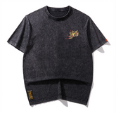 Washed Embroidered Lotus - Oriental Style T-Shirt