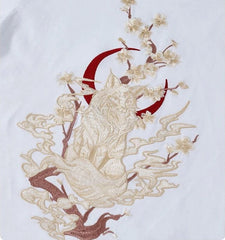 Majestic Fox Embroidery T Shirt Cotton Unisex
