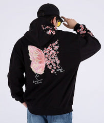 Embroidered Sakura Hoodie - Japanese Streetstyle