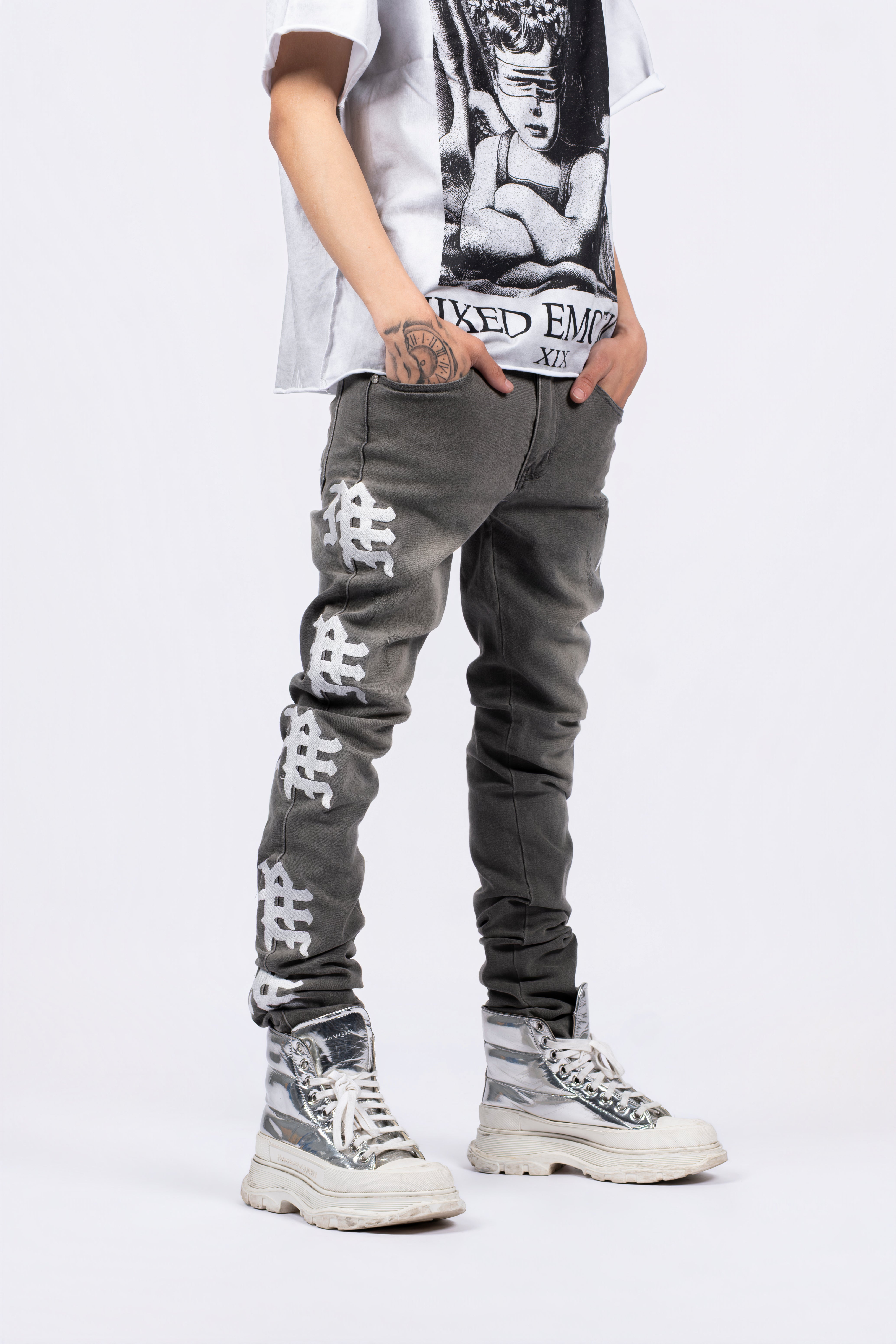 ‘Ash’ Grey Monogram Denim