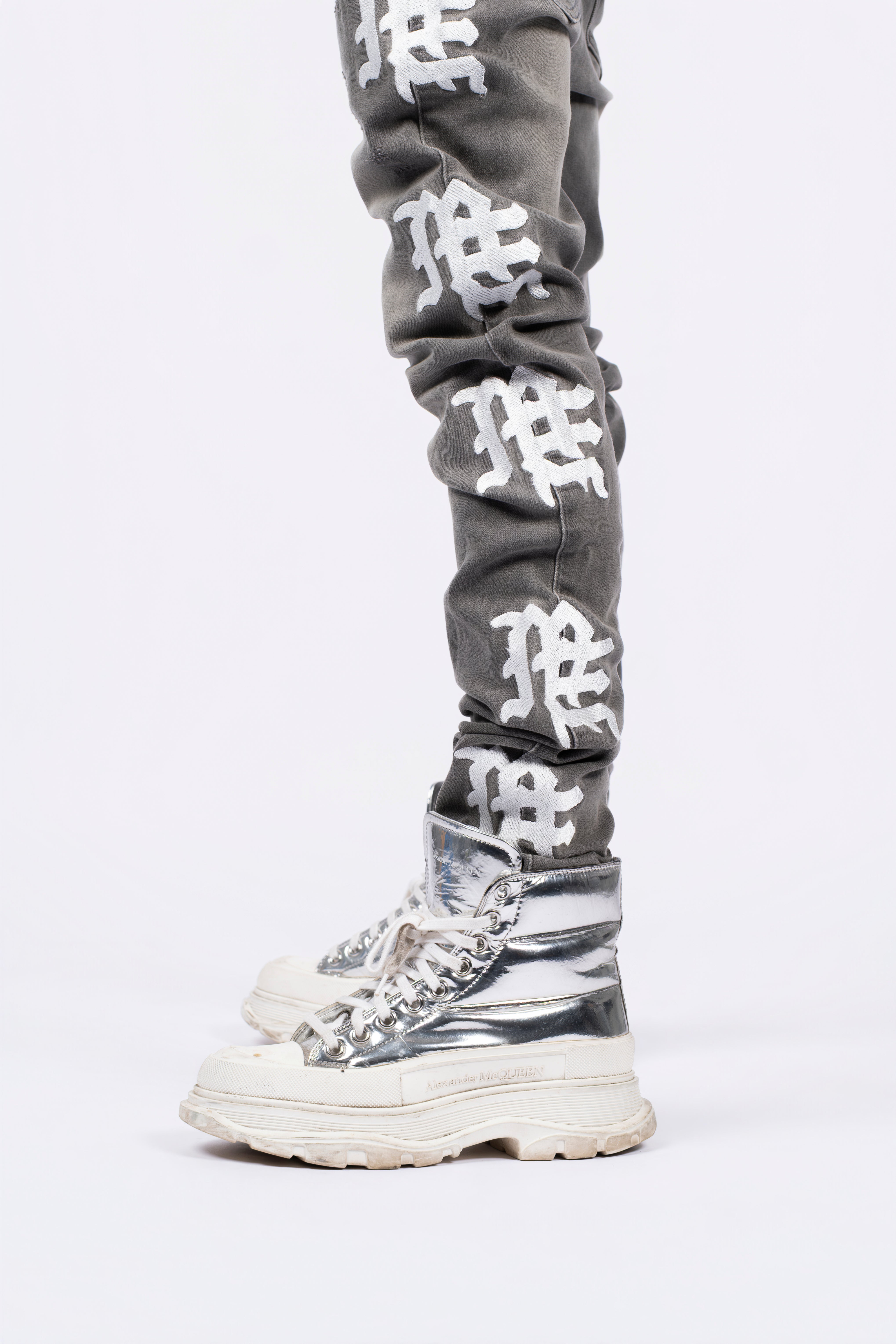 ‘Ash’ Grey Monogram Denim