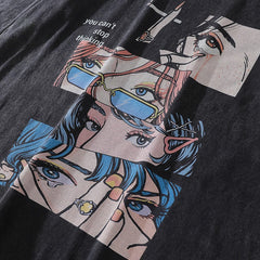 Washed Anime T-shirt Retro - Oversized