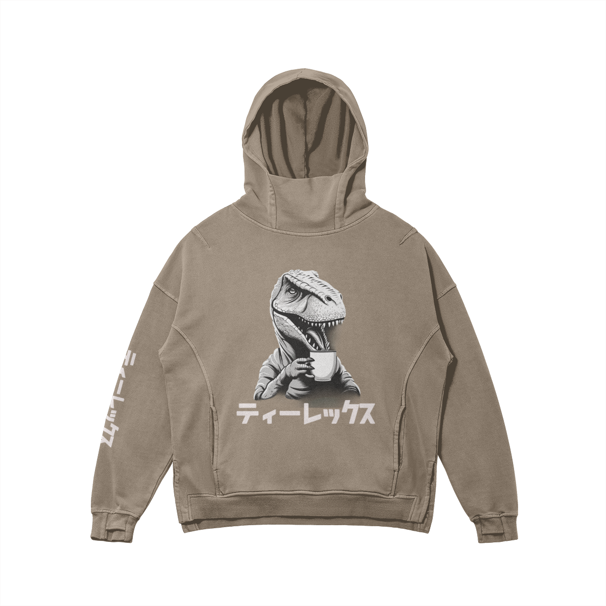 Dino Kanji Washed Turtleneck Hoodie - Unisex Fit