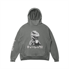 Dino Kanji Washed Turtleneck Hoodie - Unisex Fit