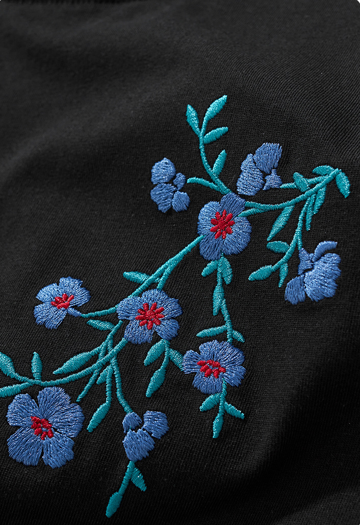 Efflorescent Phoenix Embroidery T Shirt Cotton