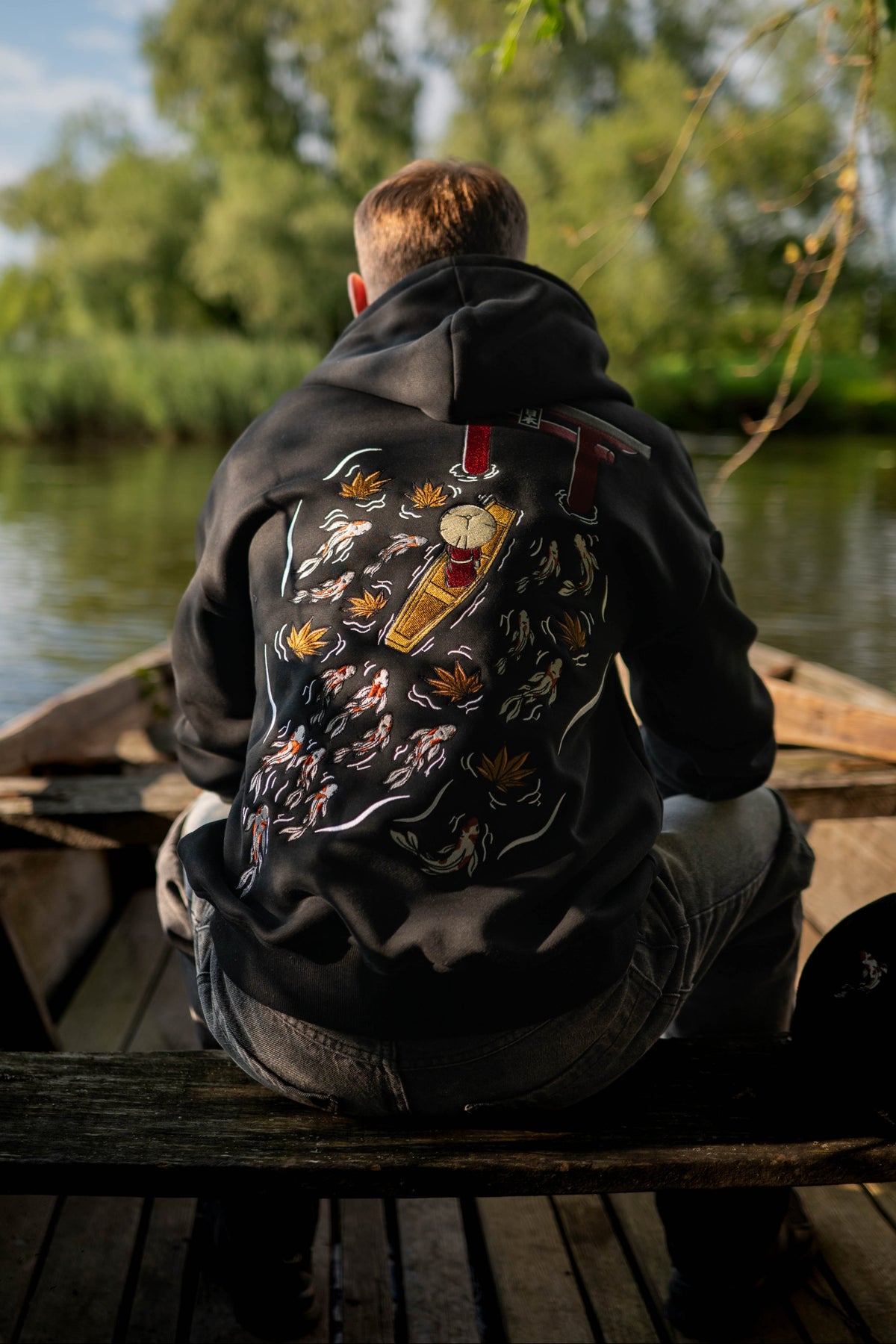 Heavy Embroidery Japanese Koi Fish Hoodie 400GSM