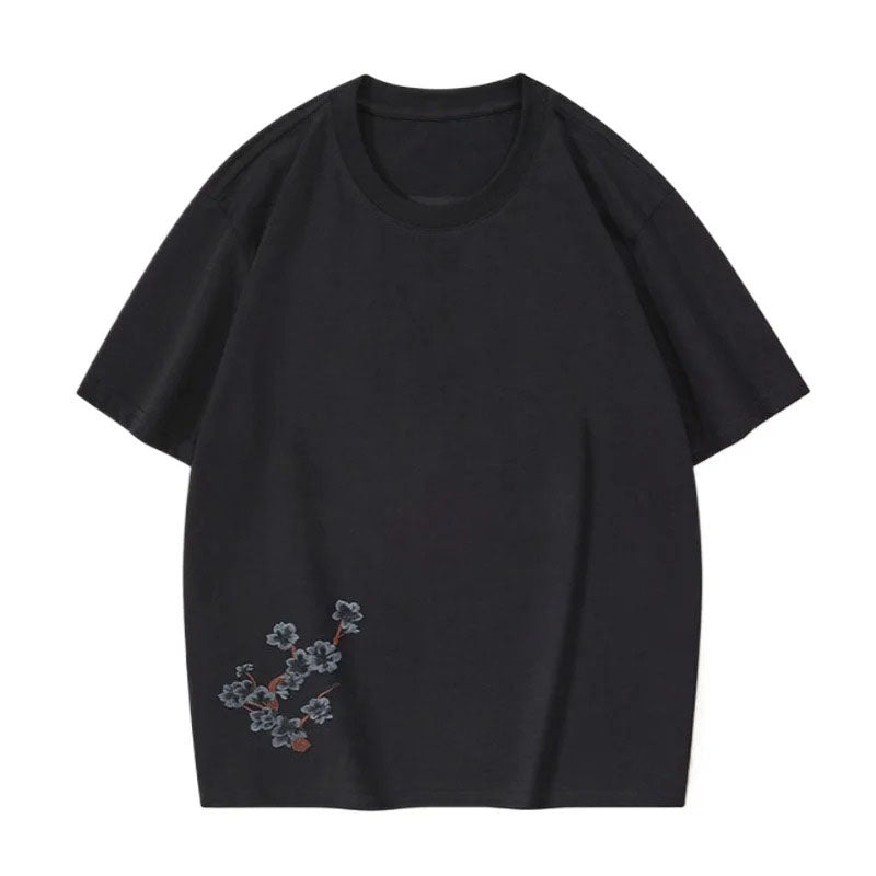 Majestic Fox Embroidery T Shirt Cotton Unisex