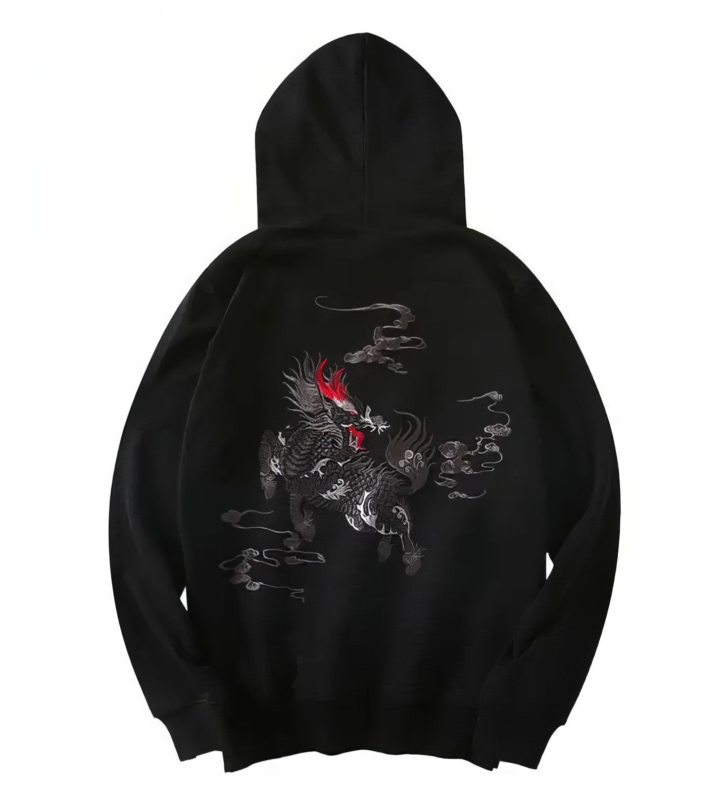 Dark Embroidery Mythical Dragon Hoodie, Unisex Cotton